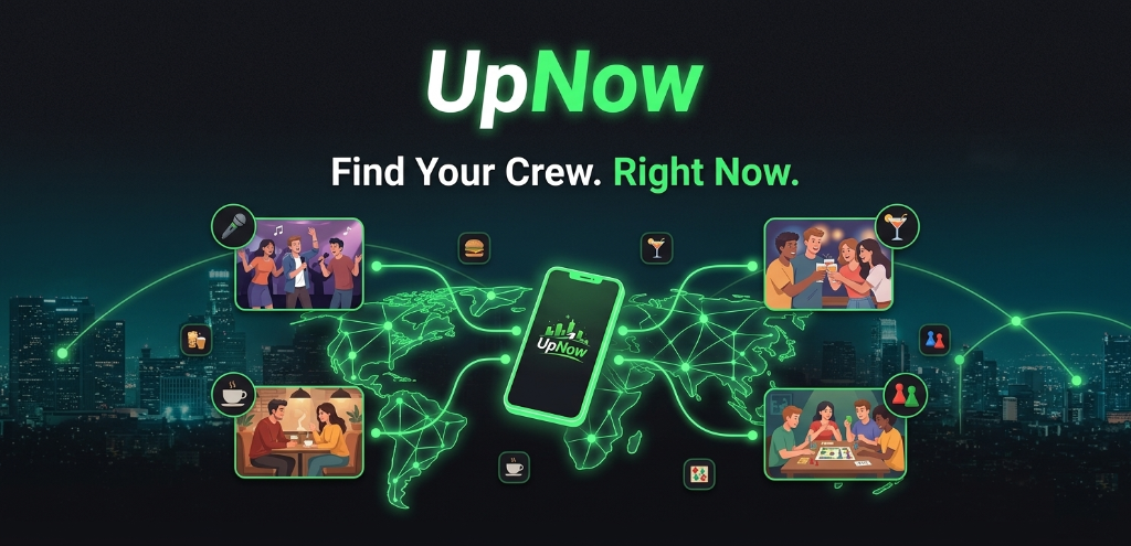 UpNow Spontaneous Meetups Mobile Application Interface